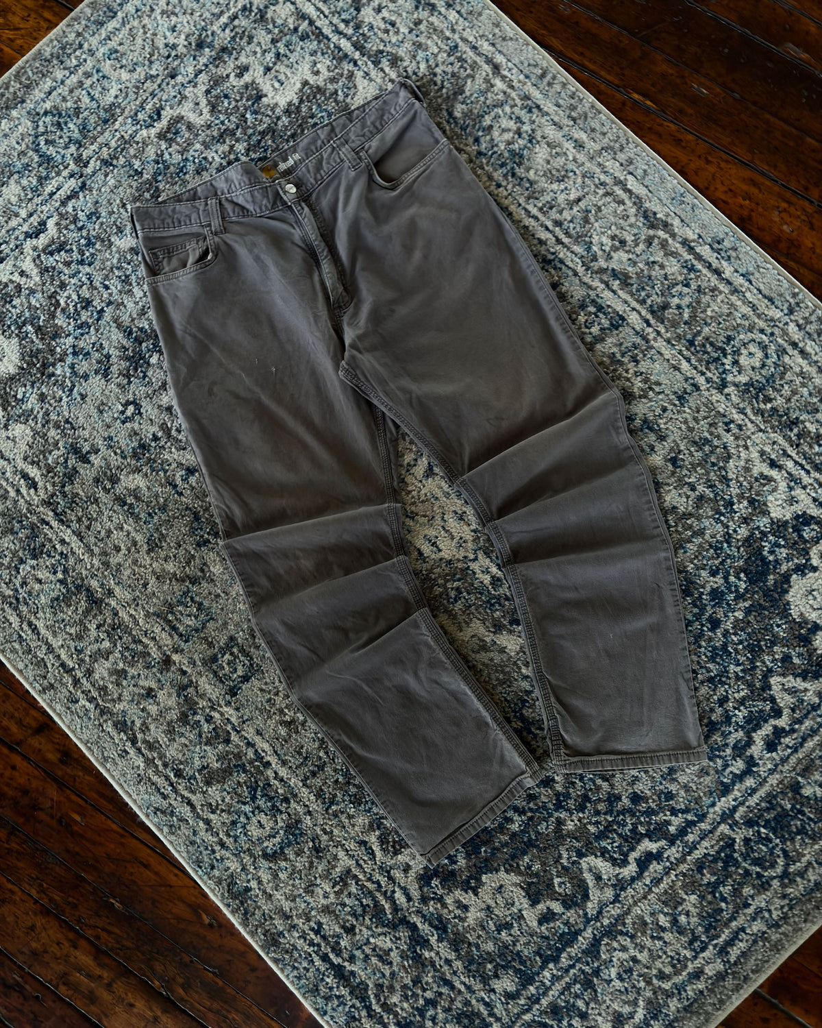 Carhartt Canvas Workwear Relaxed Fit Gray Five Pocket Pants Size 38