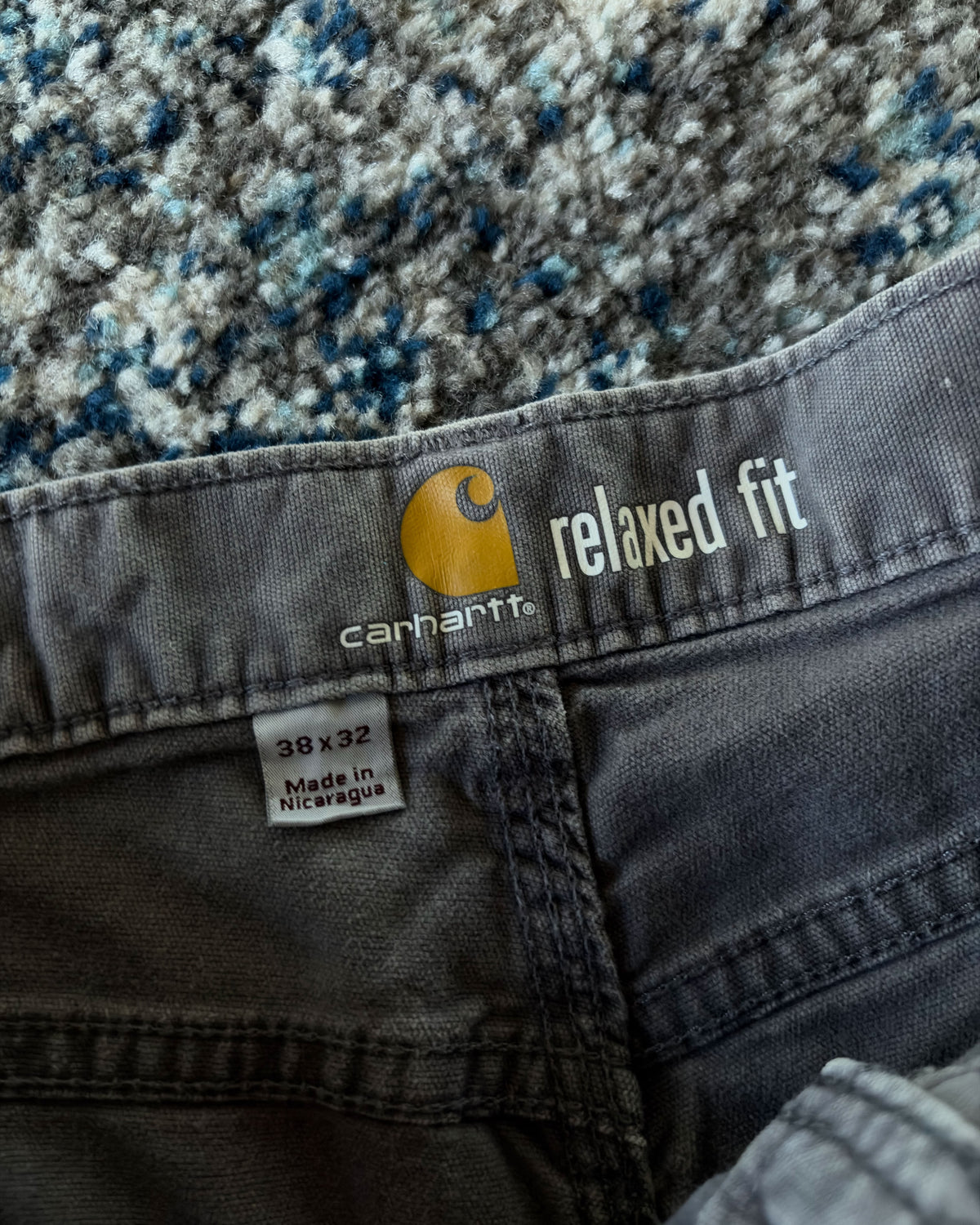 Carhartt Canvas Workwear Relaxed Fit Gray Five Pocket Pants Size 38