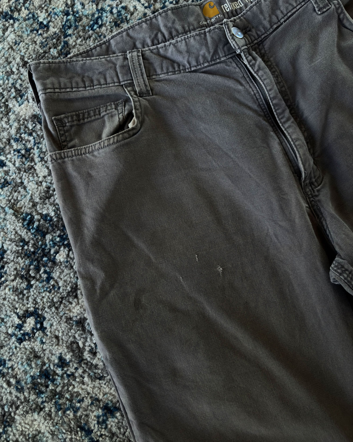 Carhartt Canvas Workwear Relaxed Fit Gray Five Pocket Pants Size 38