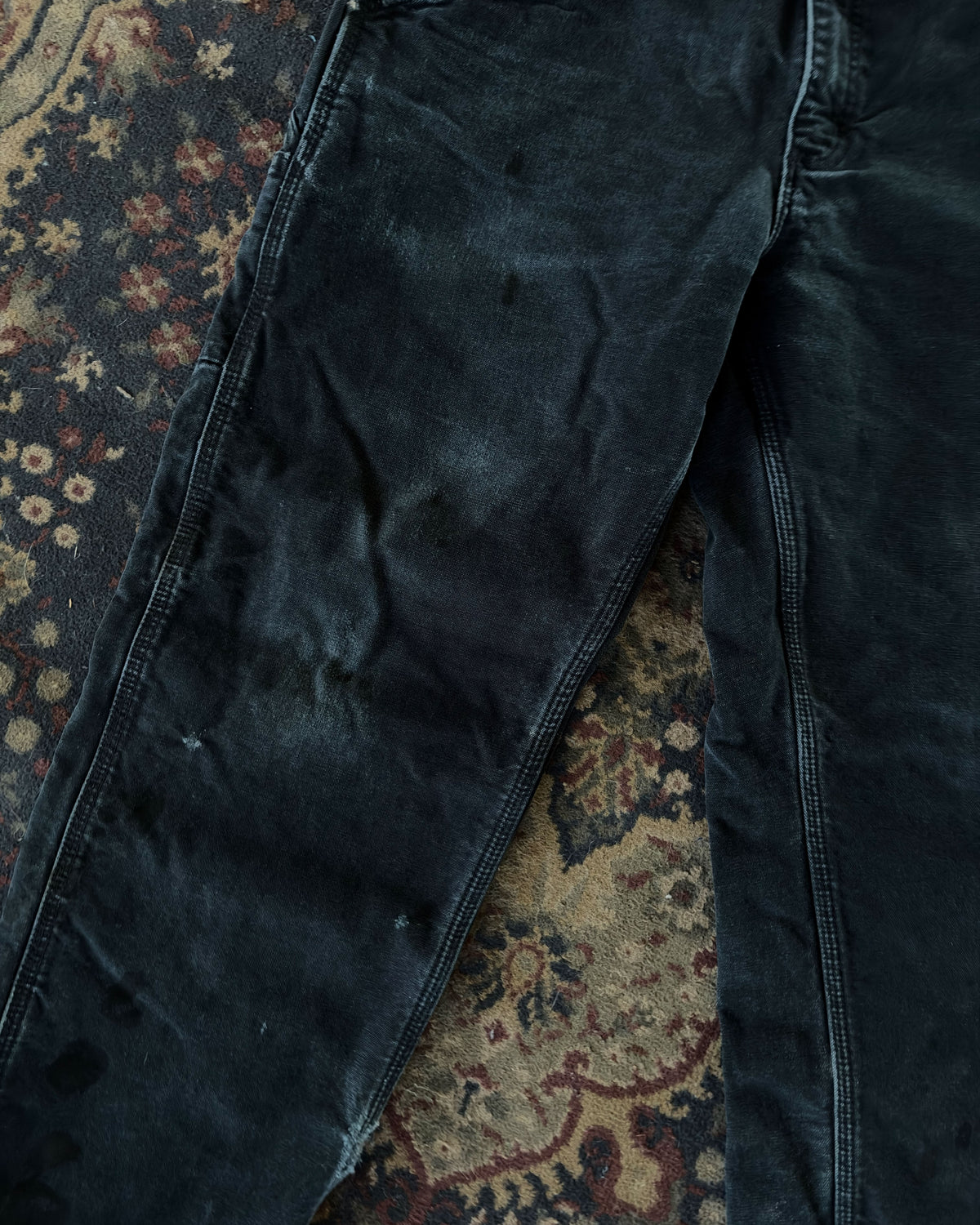 Carhartt Canvas Workwear Plaid Lined Black Carpenter Pants Size 32