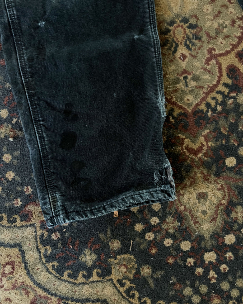 Carhartt Canvas Workwear Plaid Lined Black Carpenter Pants Size 32