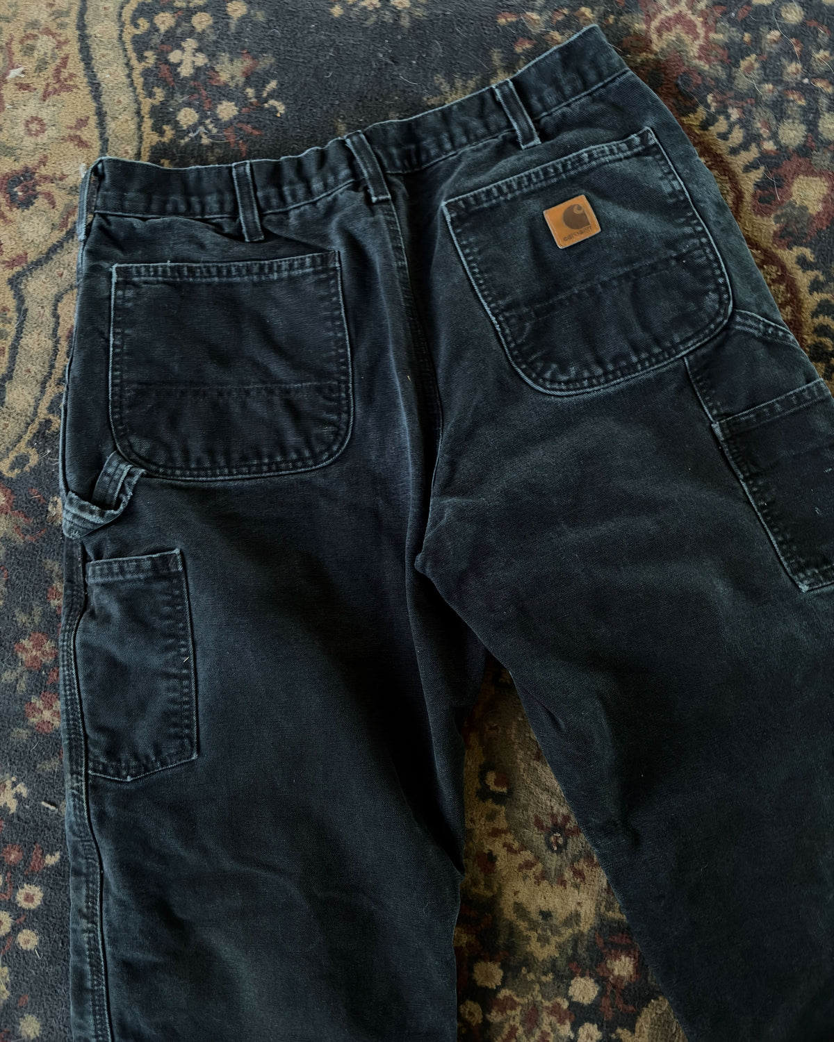 Carhartt Canvas Workwear Plaid Lined Black Carpenter Pants Size 32