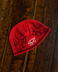 Vintage Chevy Racing Embroidered Logo Flame Red Beanie Hat Size OSFA