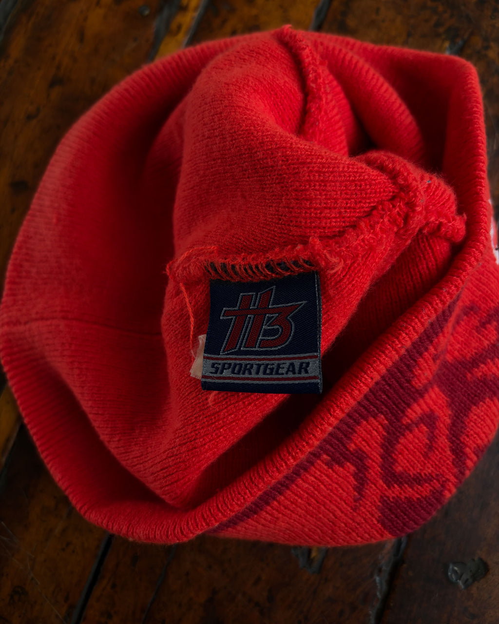 Vintage Chevy Racing Embroidered Logo Flame Red Beanie Hat Size OSFA