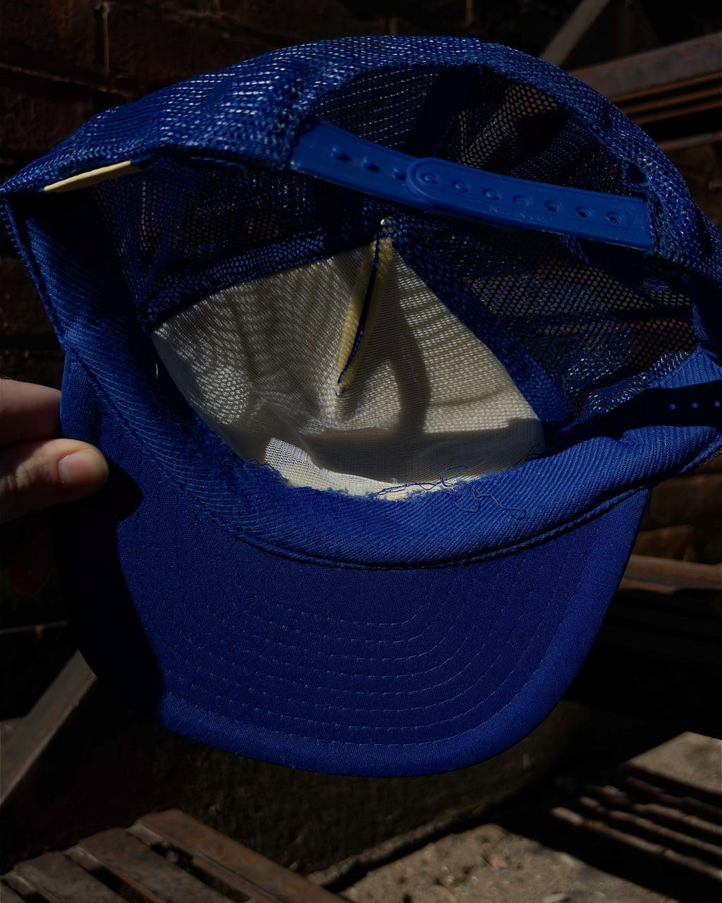 Vintage 80s Barris Trucking Freighter Graphic Blue Trucker Snapback Hat Size OSFA