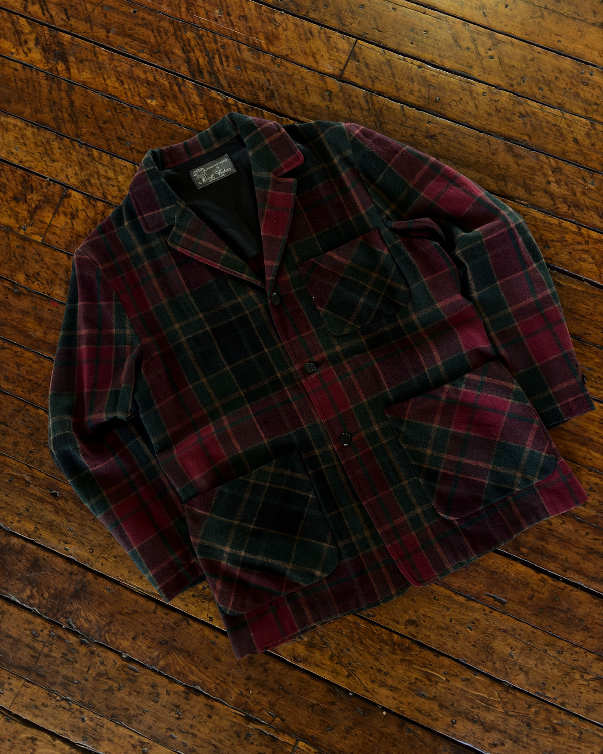 Vintage 50s Merrill Woolens Plaid Blazer Size Large