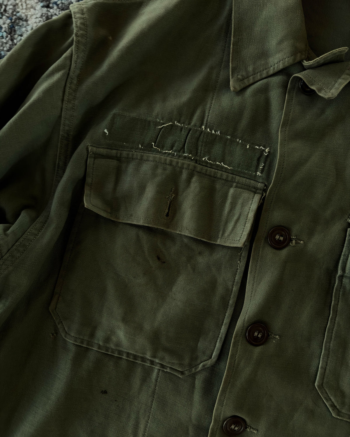 Vintage 60s OG 107 US Army Button Up Shirt Size Large