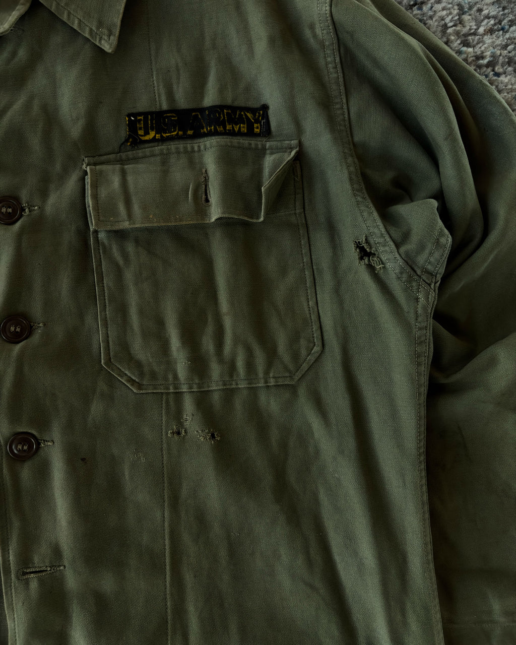 Vintage 60s OG 107 US Army Button Up Shirt Size Large
