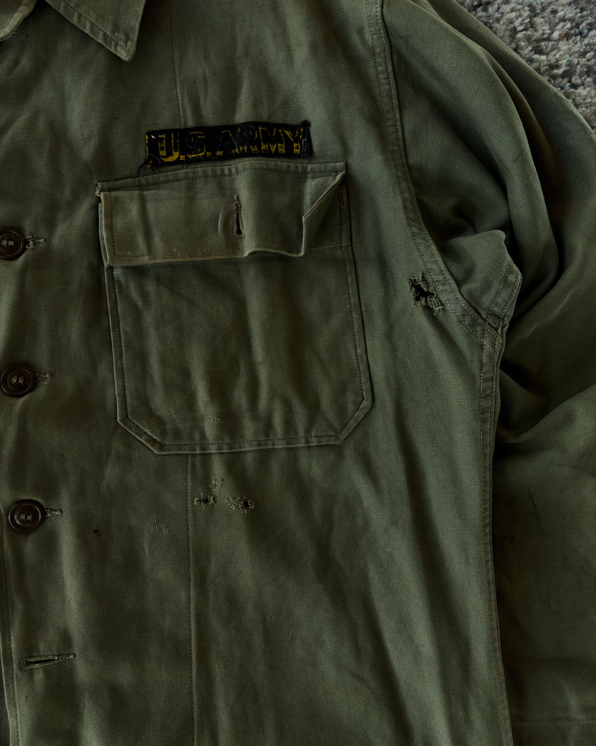 Vintage 60s OG 107 US Army Button Up Shirt Size Large