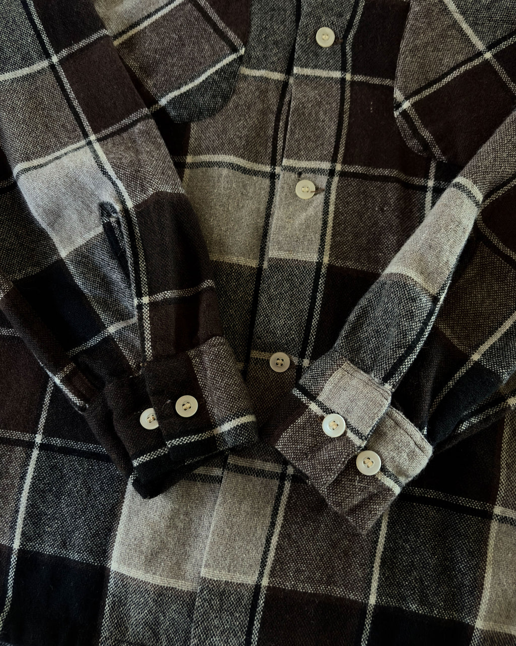 Vintage 50s Campus Double Pocket Loop Collar Long Sleeve Flannel Shirt Size Small
