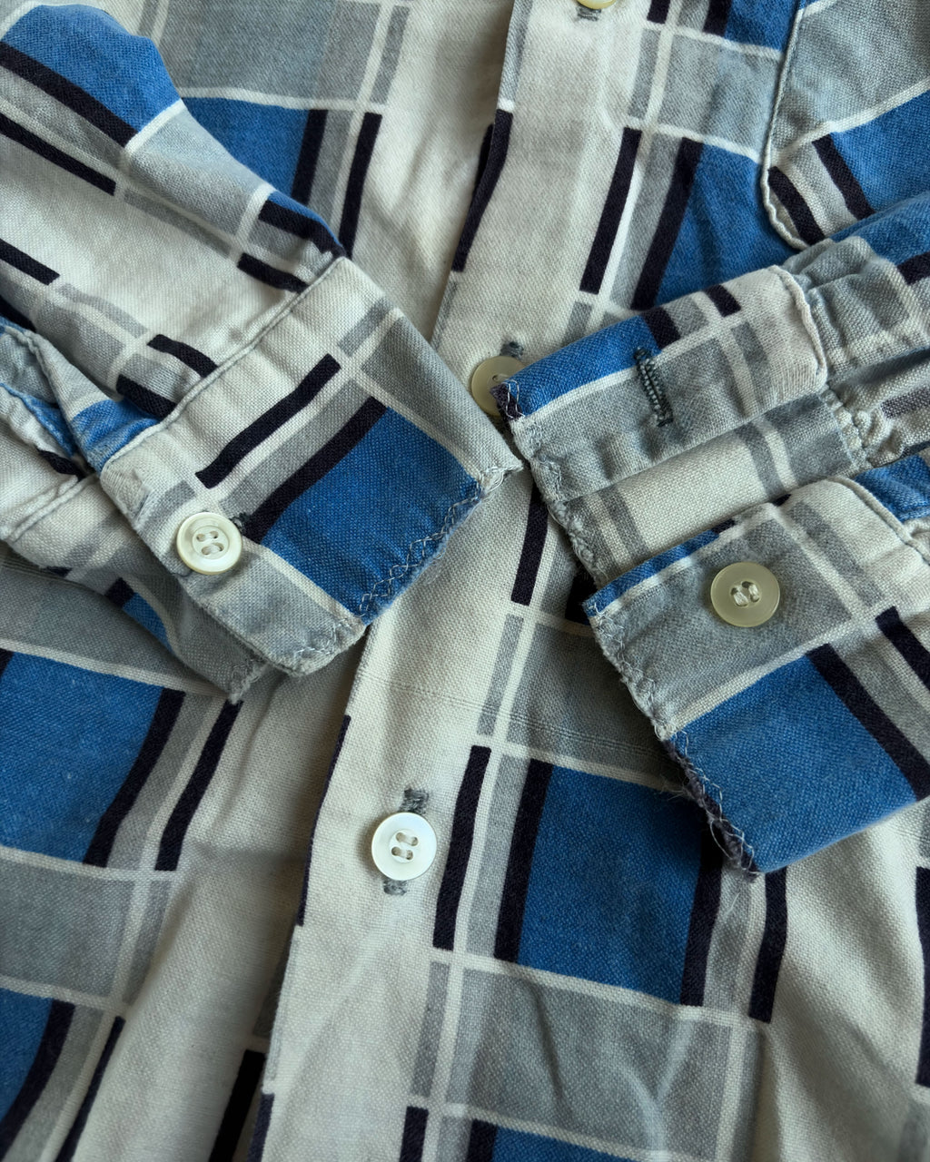 Vintage 60s Donlin Cotton Loop Collar Long Sleeve Flannel Shirt Size Medium