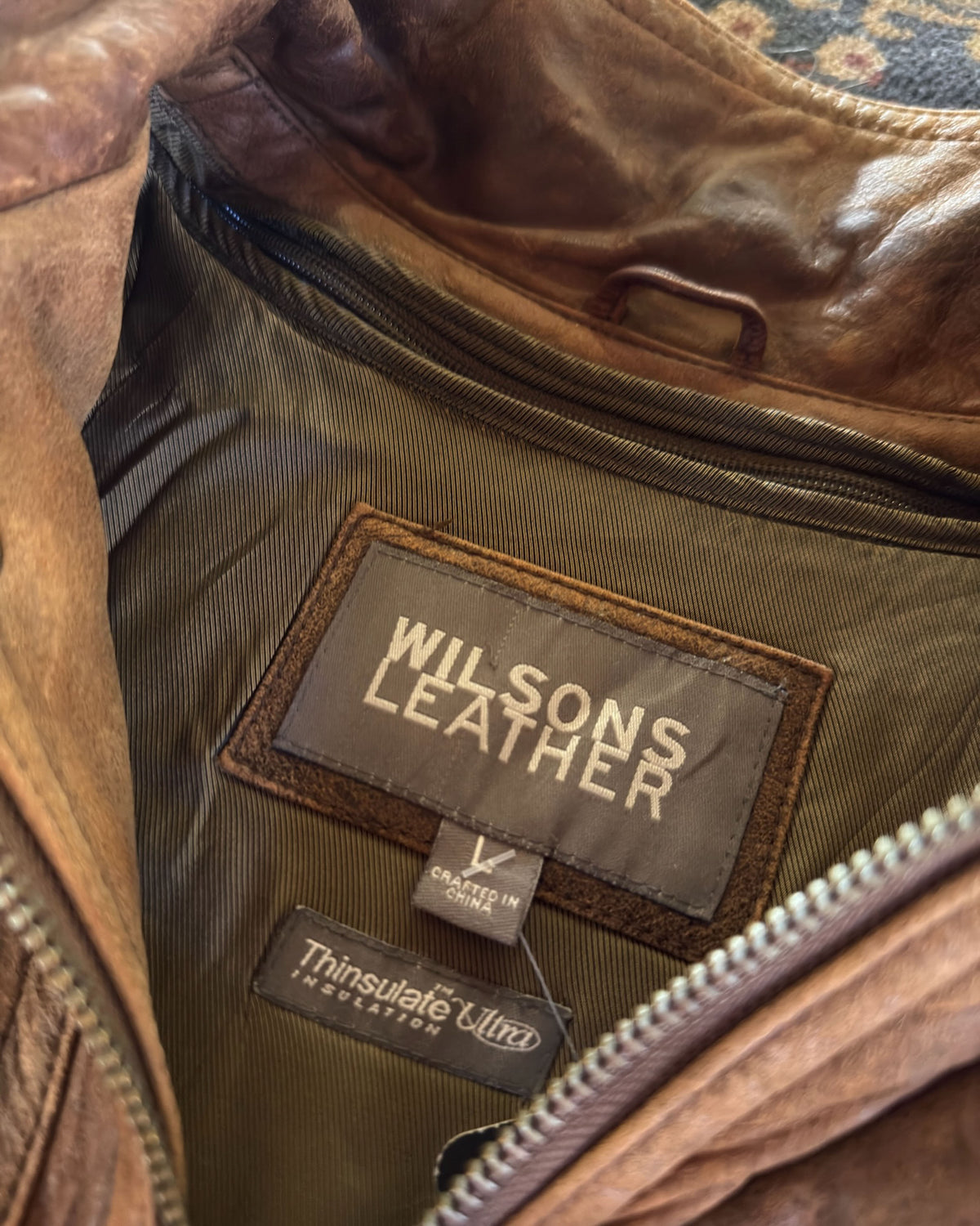 Vintage Wilson Leathers Thinsulate Brown Bomber Leather Jacket Size Large