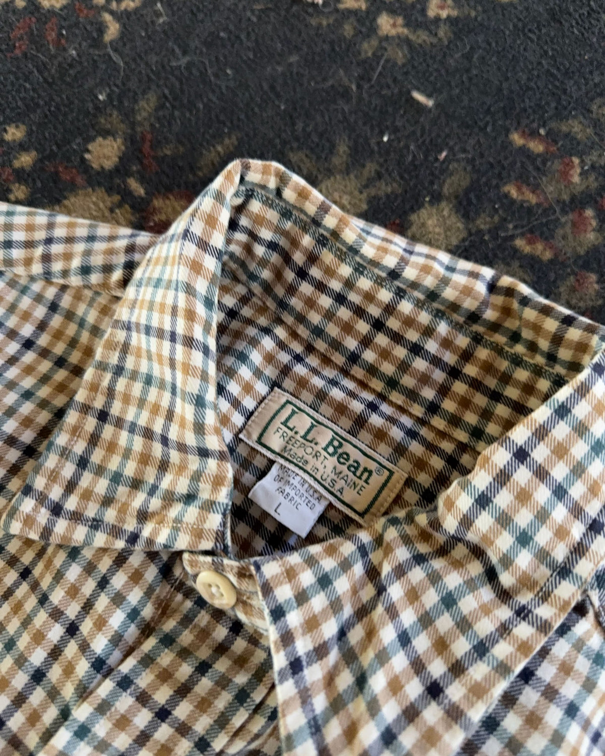 Vintage 90s L.L. Bean Plaid Long Sleeve Button Up Size Large