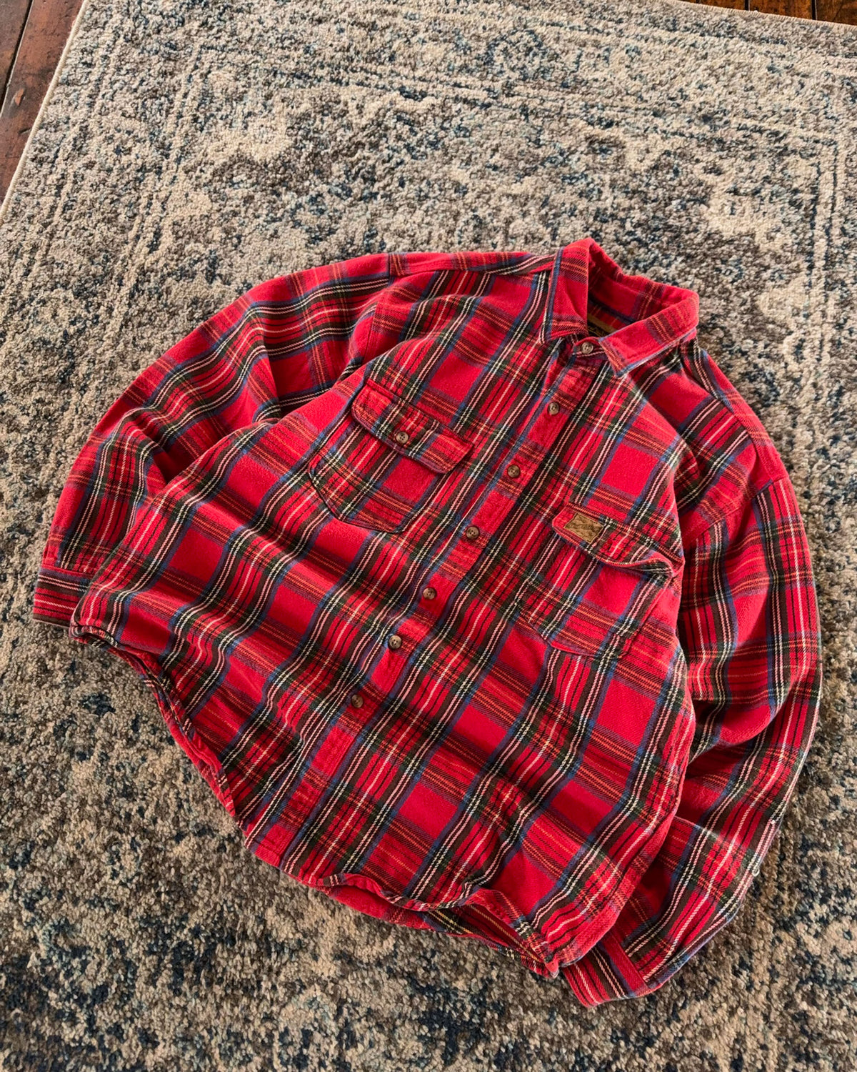 Vintage 90s Eddie Bauer Plaid Double Pocket Long Sleeve Button Up Size XL