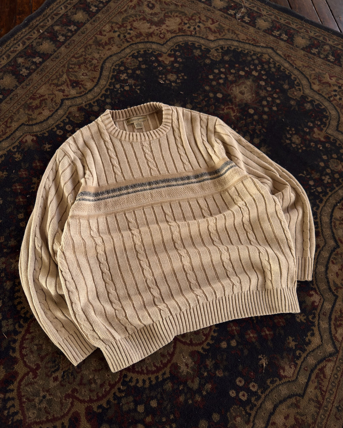 Vintage Munsingwear Cable Knit Earth Tone Pullover Knit Sweater Size Large