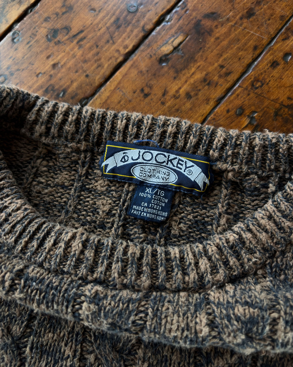 Vintage 90s Jockey Abstract Cable Knit Pullover Ribbed Sweater Size XL