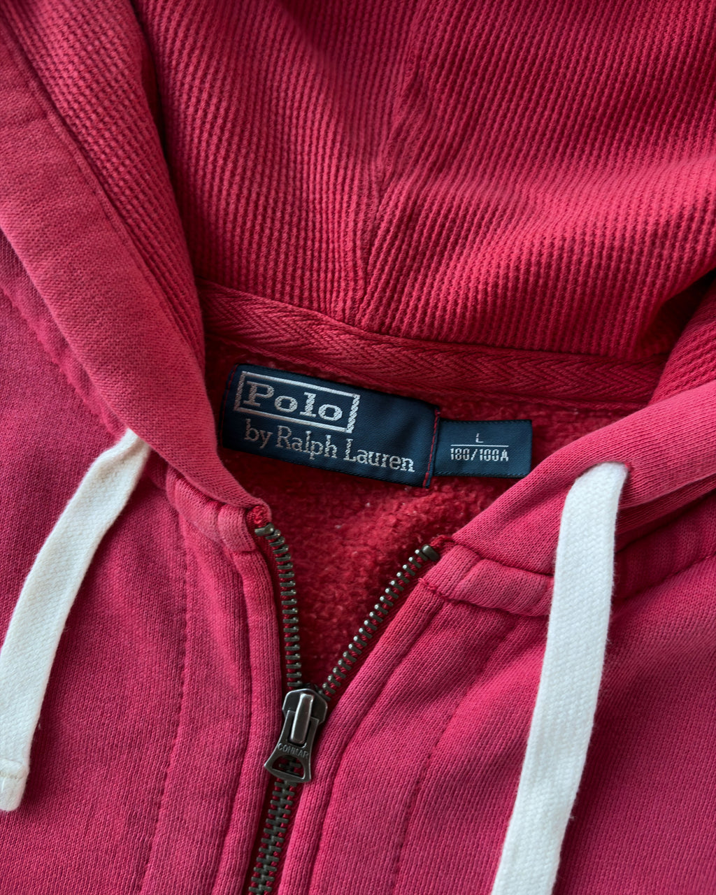 Vintage 90s Polo Ralph Lauren Embroidered Pony Full Zip Hooded Sweatshirt Size Large