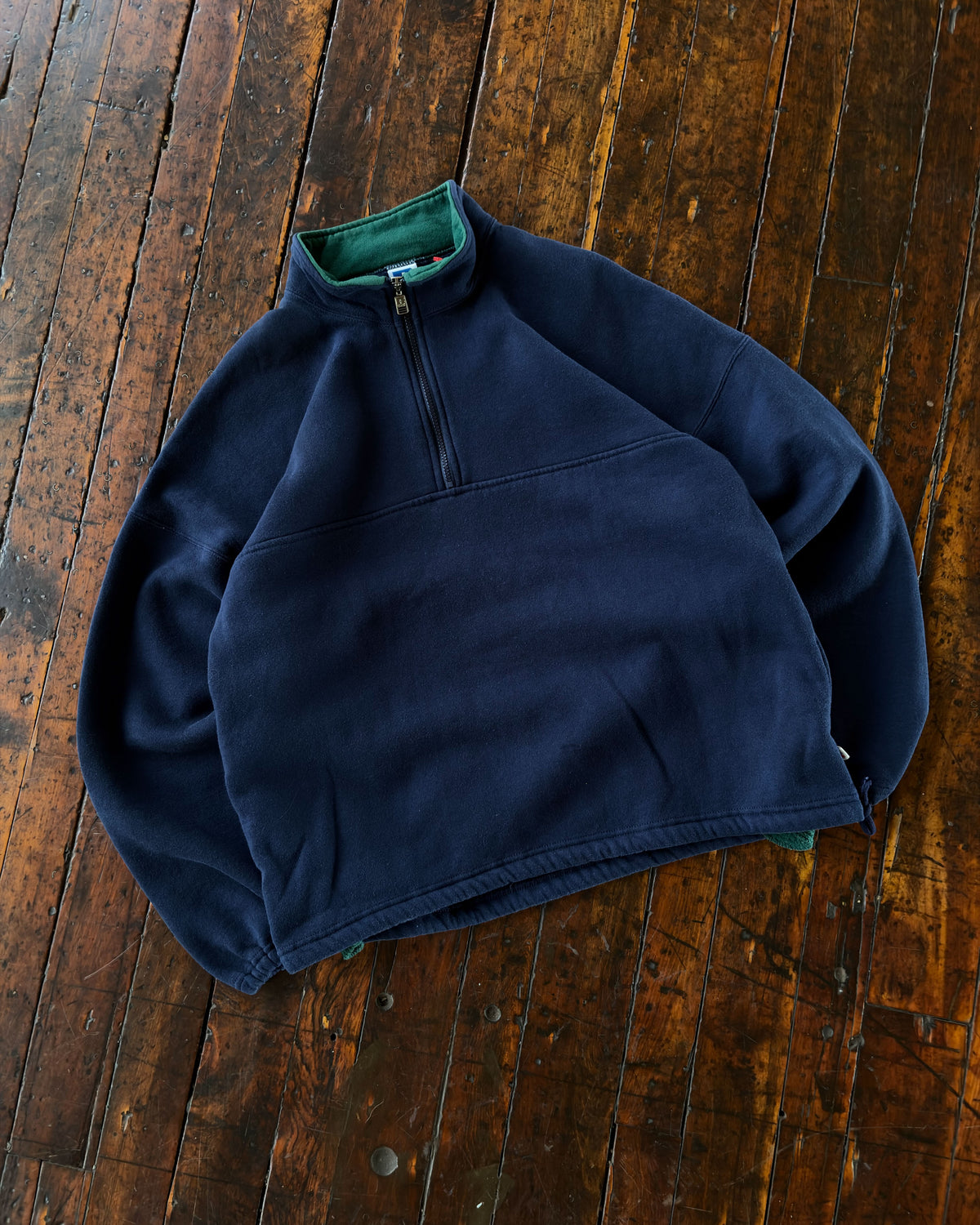 Vintage 90s Russell Athletics Blank 1/4 Zip Pullover Navy Blue Sweatshirt Size XL