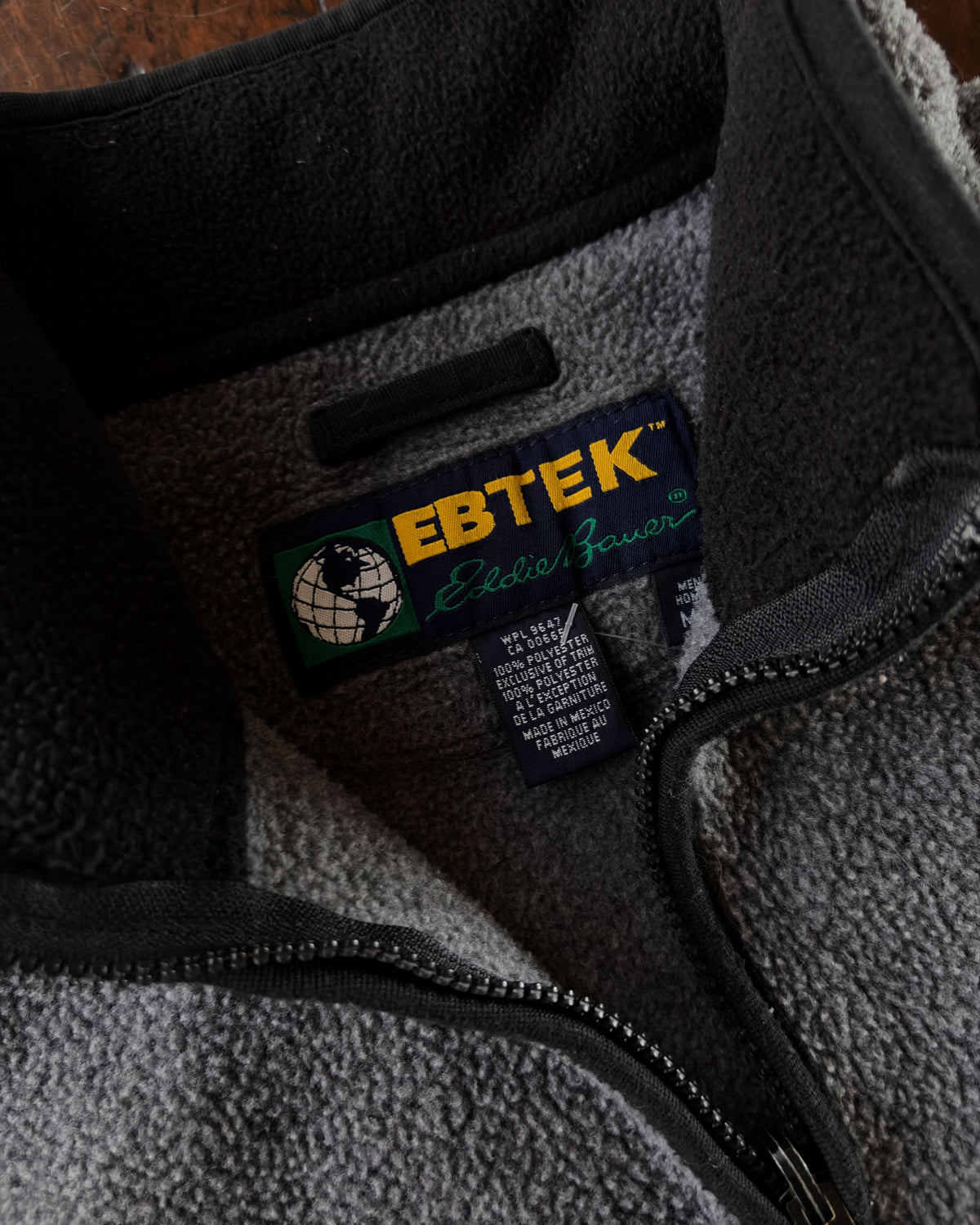 Vintage 90s Eddie Bauer EBTEK Full Zip Gray Fleece Vest Sweatshirt Size Medium