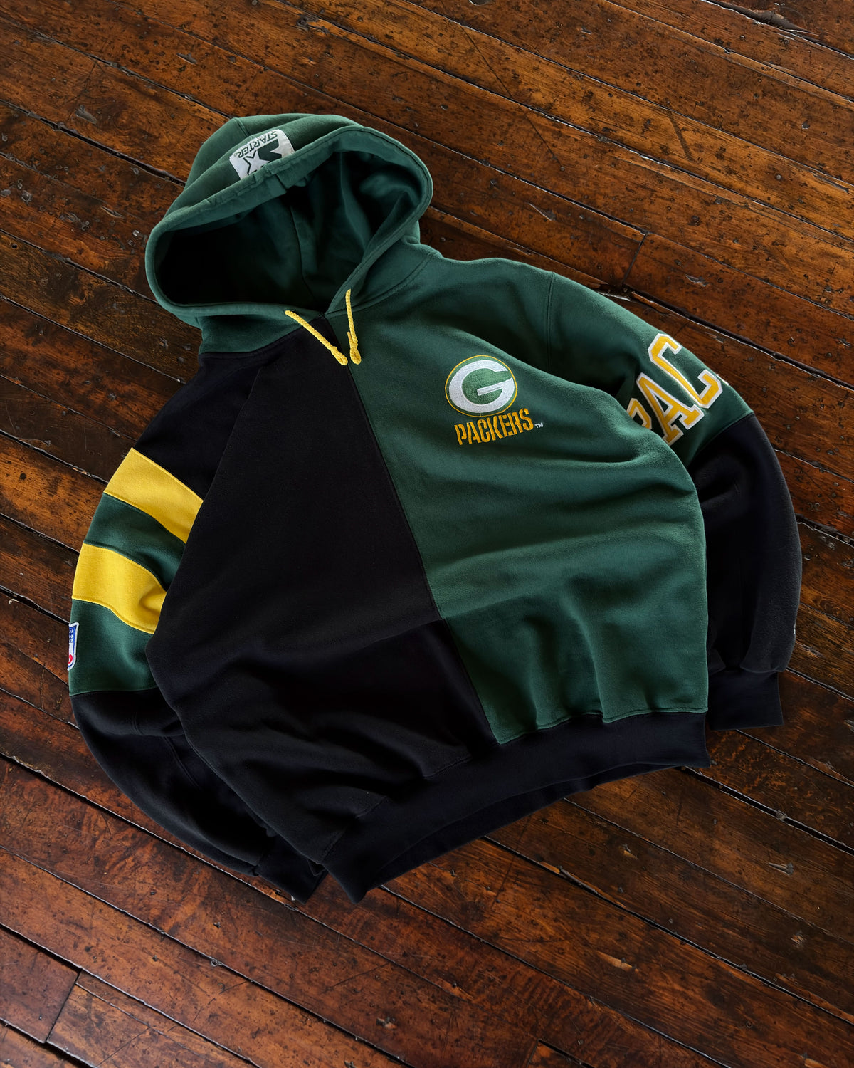 Vintage 90s Green Bay Packers NFL Starter Split Back Hooded Sweatshirt Size XL