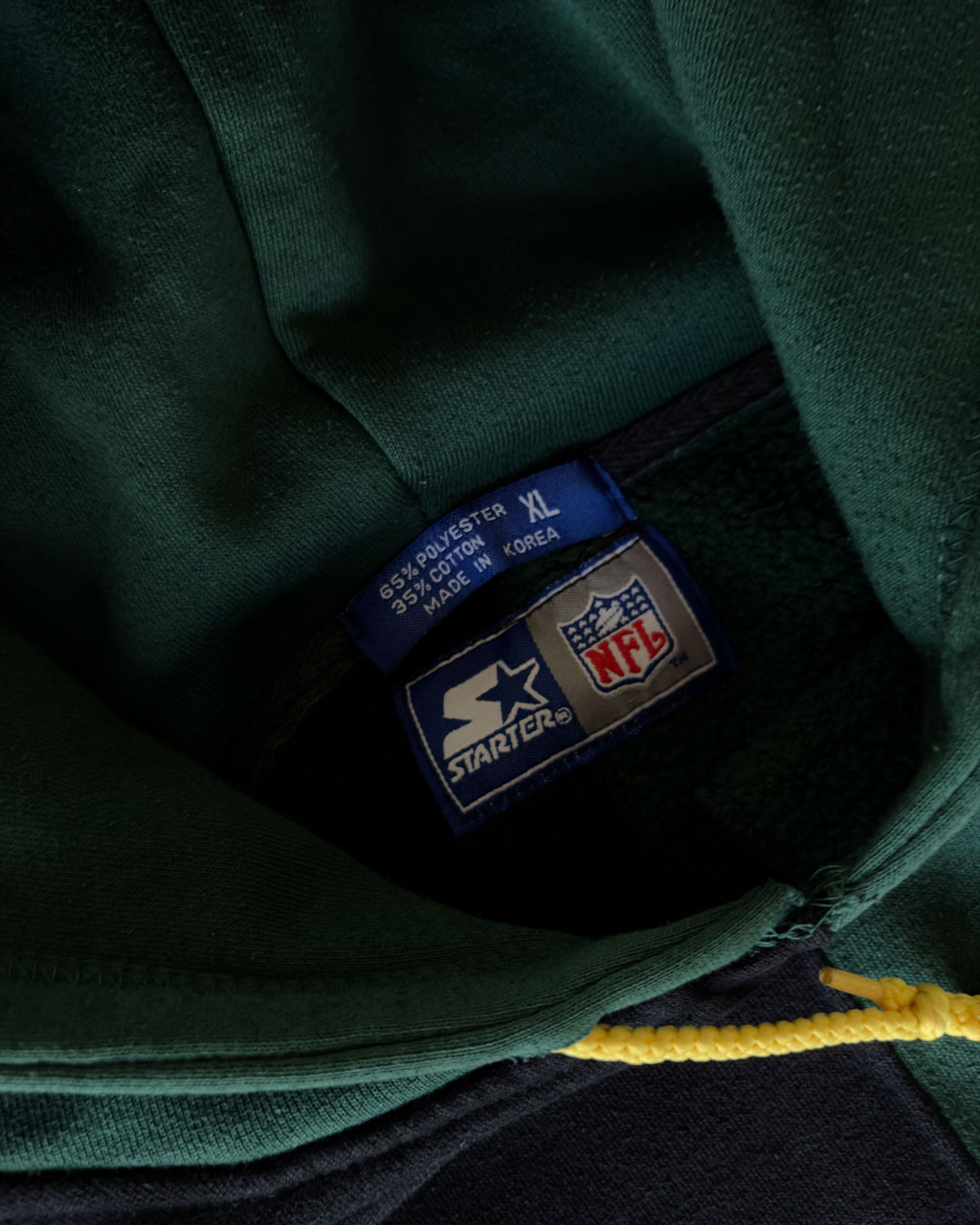 Vintage 90s Green Bay Packers NFL Starter Split Back Hooded Sweatshirt Size XL