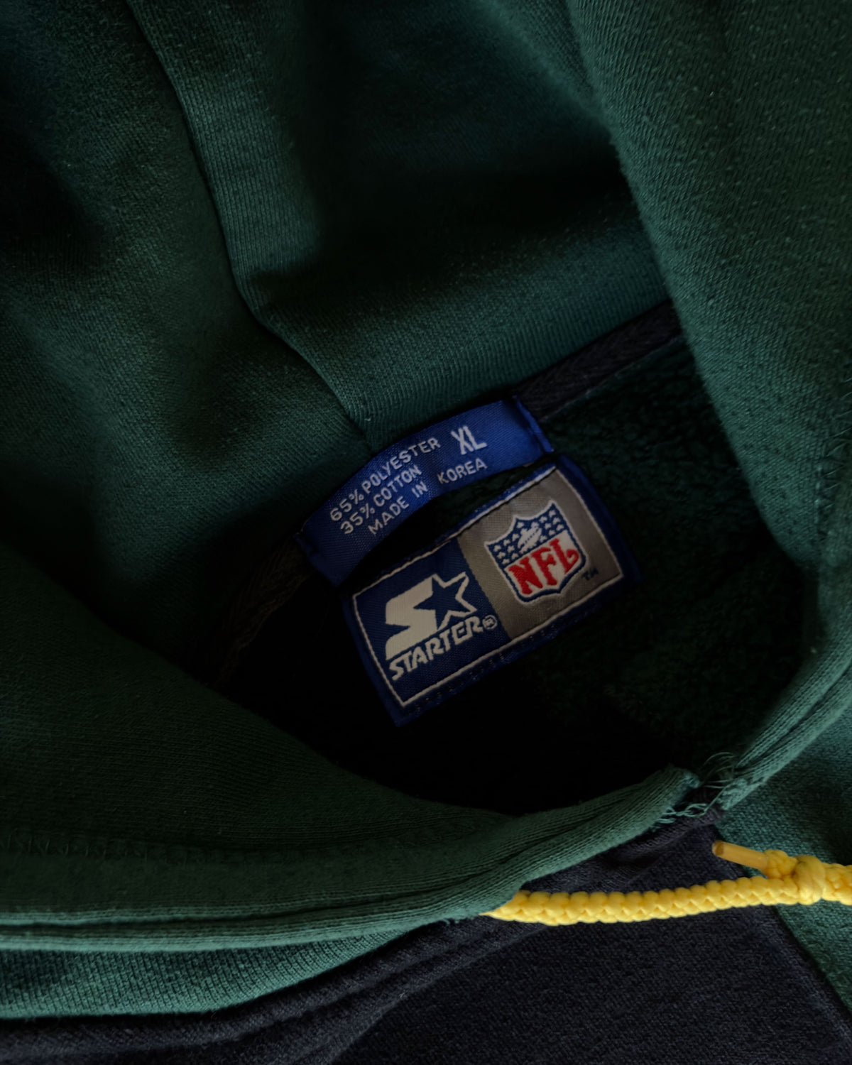Vintage 90s Green Bay Packers NFL Starter Split Back Hooded Sweatshirt Size XL