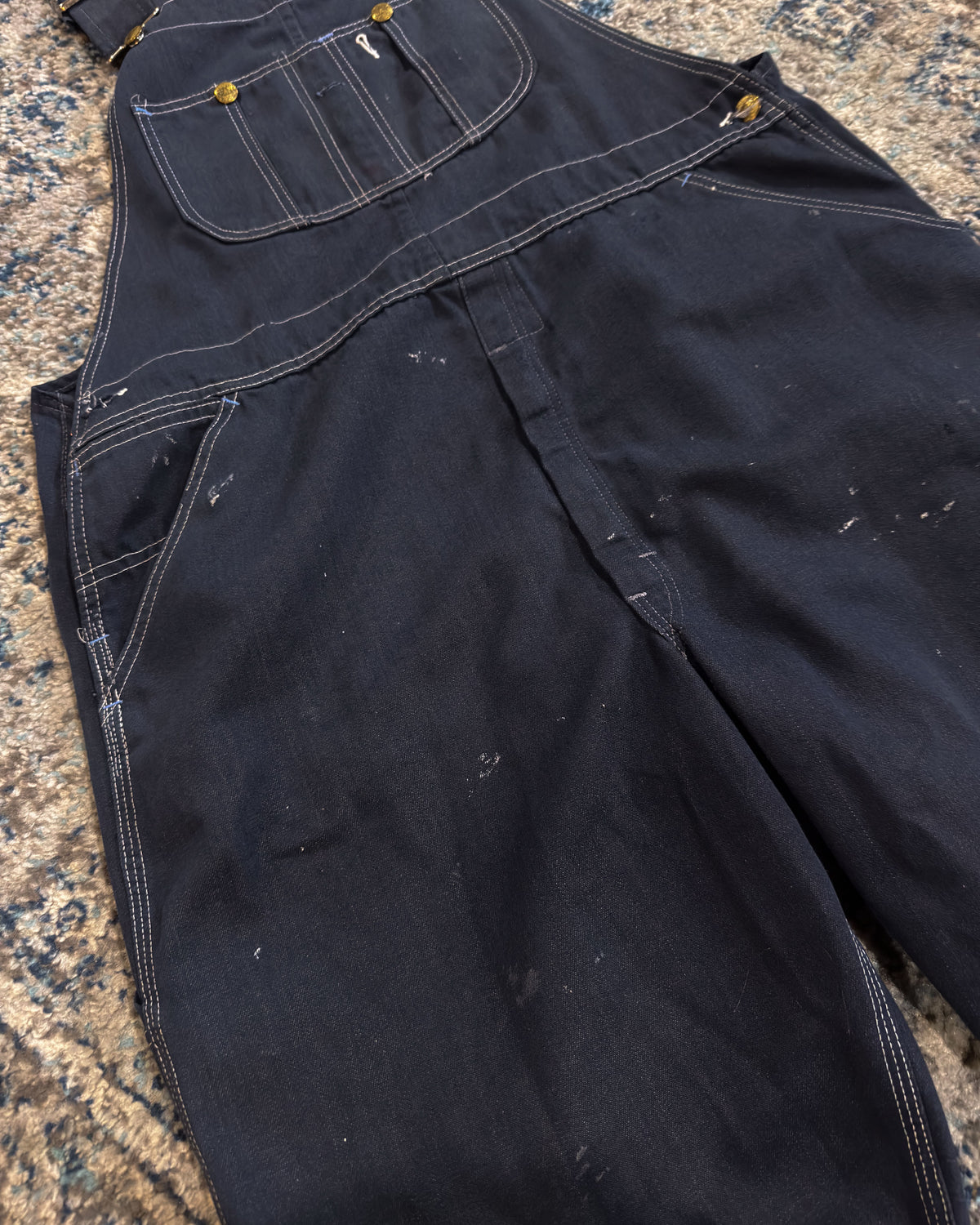 70s Sears Dark Wash Denim Workwear Overall Pants Size 39