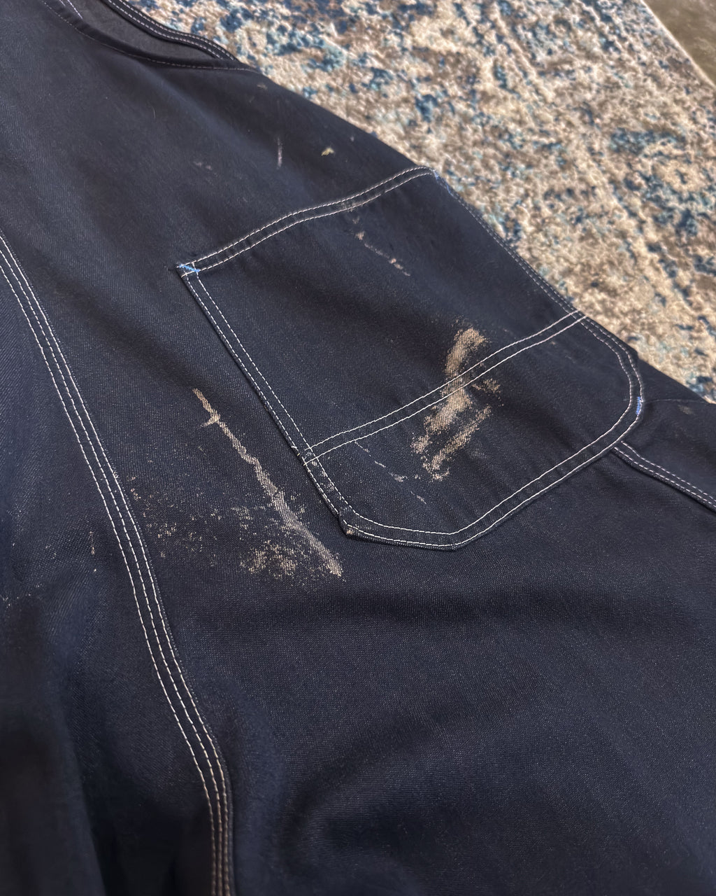 70s Sears Dark Wash Denim Workwear Overall Pants Size 39