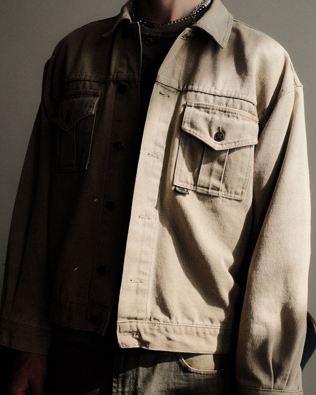 Vintage 90s Dr. Martens Canvas Khaki Trucker Jacket Size Large