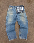 Vintage Carhartt Plaid Lined Medium Wash Denim Workwear Pants Size 36