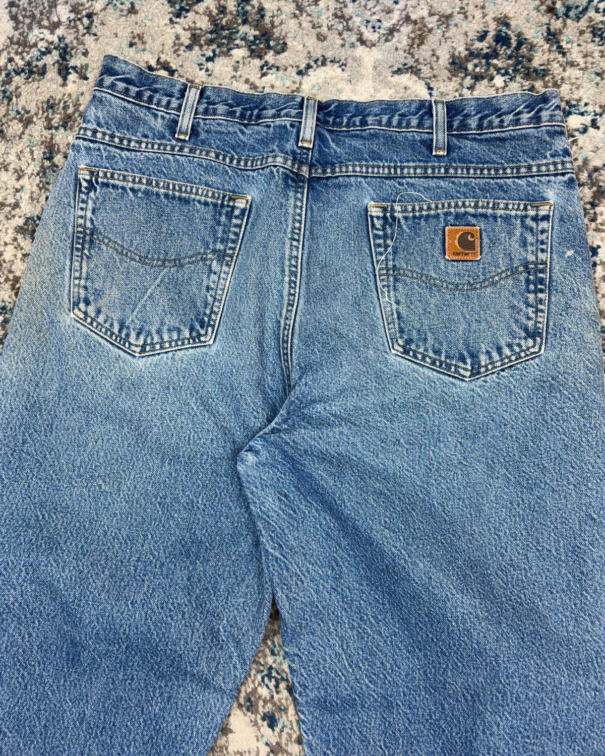 Vintage Carhartt Plaid Lined Medium Wash Denim Workwear Pants Size 36