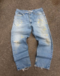 Vintage Lee Relaxed Fit Medium Wash Thrashed Denim Pants Size 39