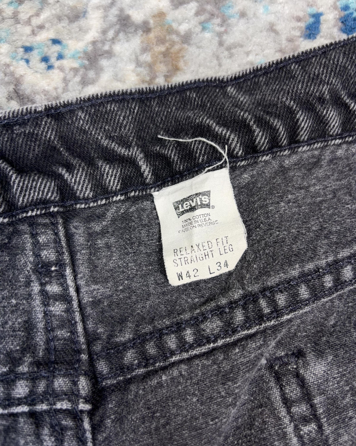 Vintage 90s Levis White Tab Relaxed Fit Straight Leg Black Denim Pants Size 40