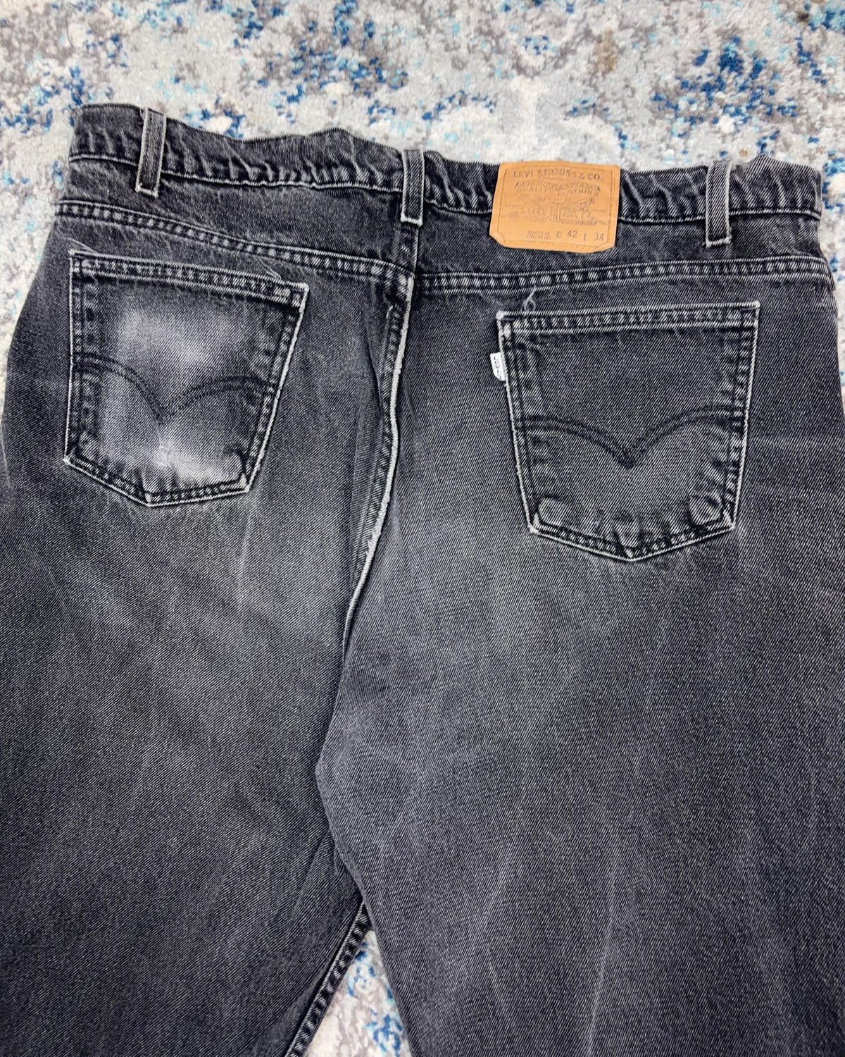 Vintage 90s Levis White Tab Relaxed Fit Straight Leg Black Denim Pants Size 40