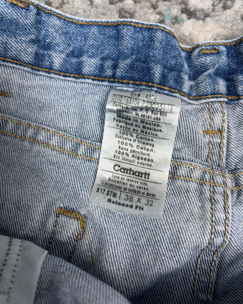 Vintage Carhartt Relaxed Fit Medium Wash Denim Pants Size 35