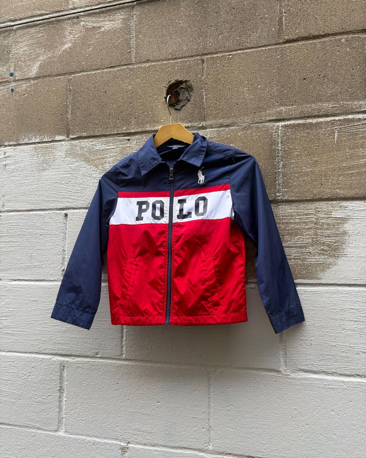 Vintage Polo Ralph Lauren Embroidered Pony Spellout Windbreaker Jacket Size YOUTH Size 7