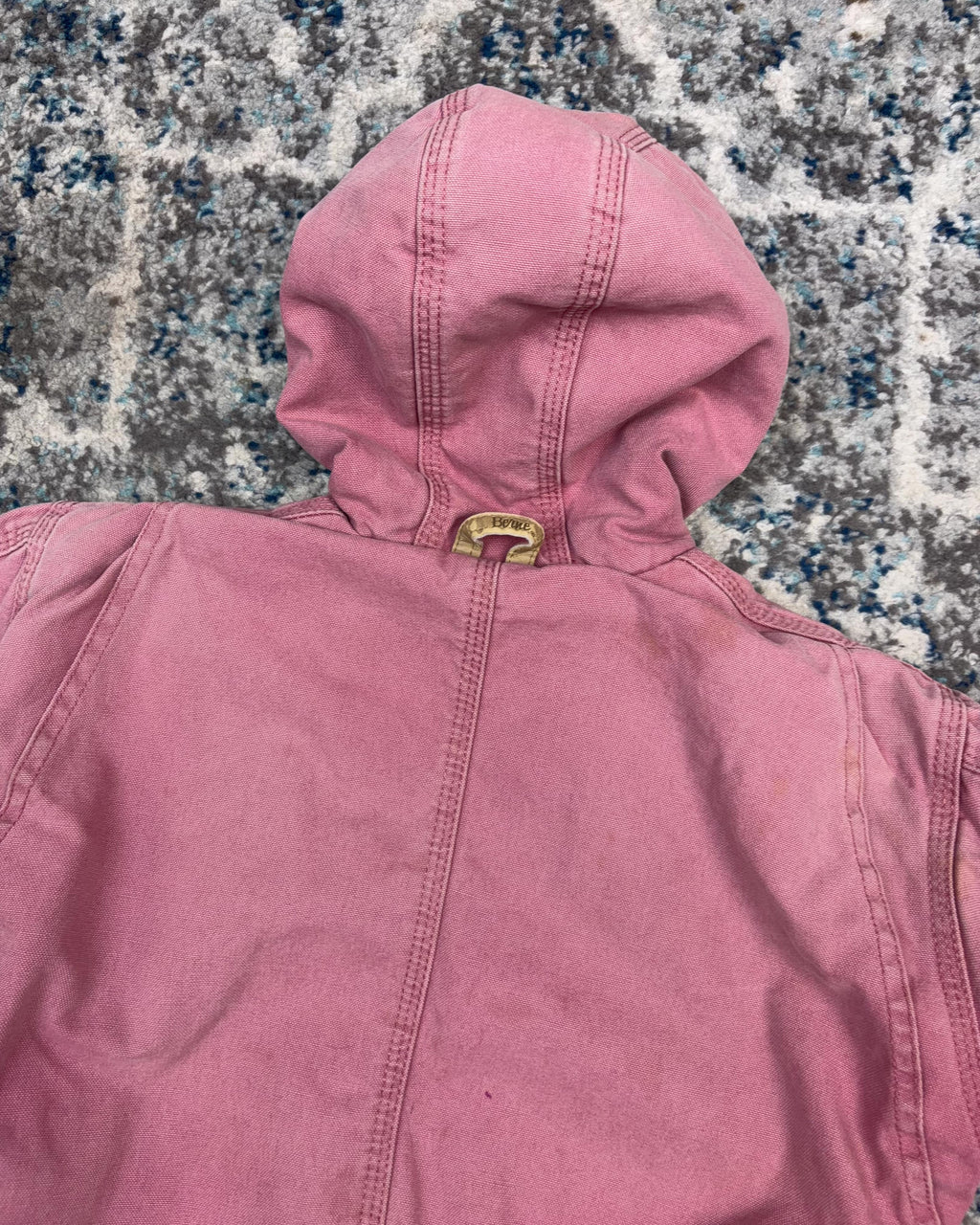 Vintage Berne Insulated Canvas Workwear Hooded Bomber Jacket Size YOUTH 6-8
