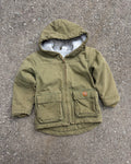 Vintage Carhartt Sherpa Lined Canvas Workwear Hooded Chore Jacket Size YOUTH 4T