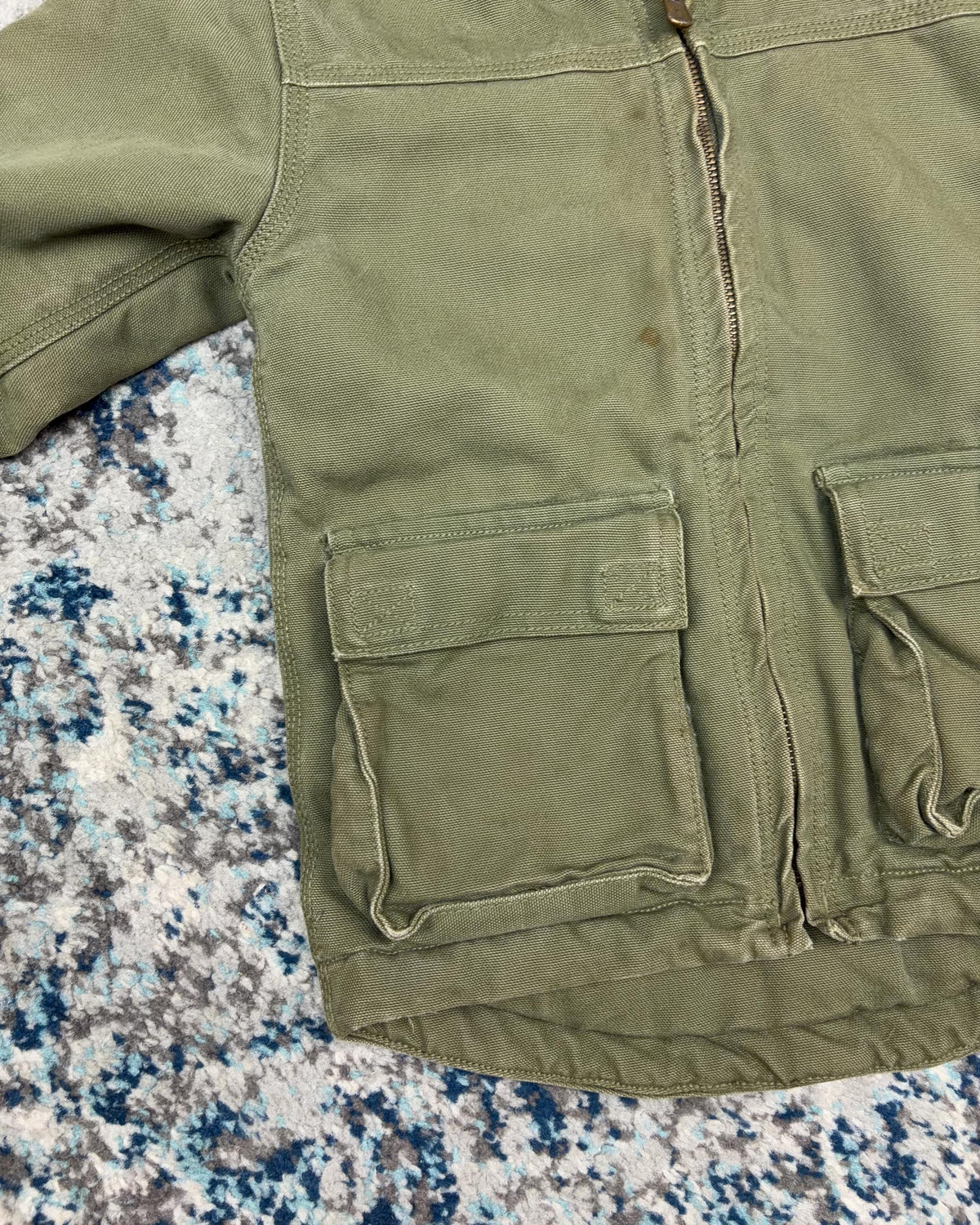 Vintage Carhartt Sherpa Lined Canvas Workwear Hooded Chore Jacket Size YOUTH 4T