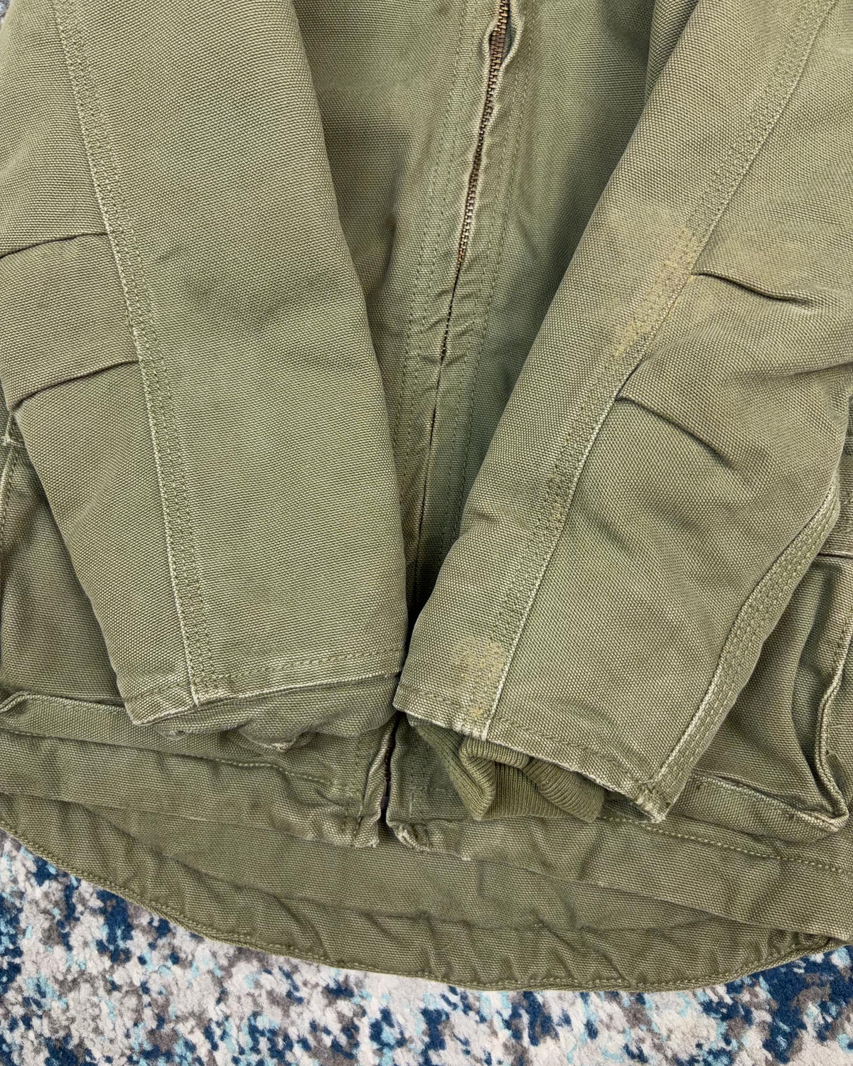 Vintage Carhartt Sherpa Lined Canvas Workwear Hooded Chore Jacket Size YOUTH 4T
