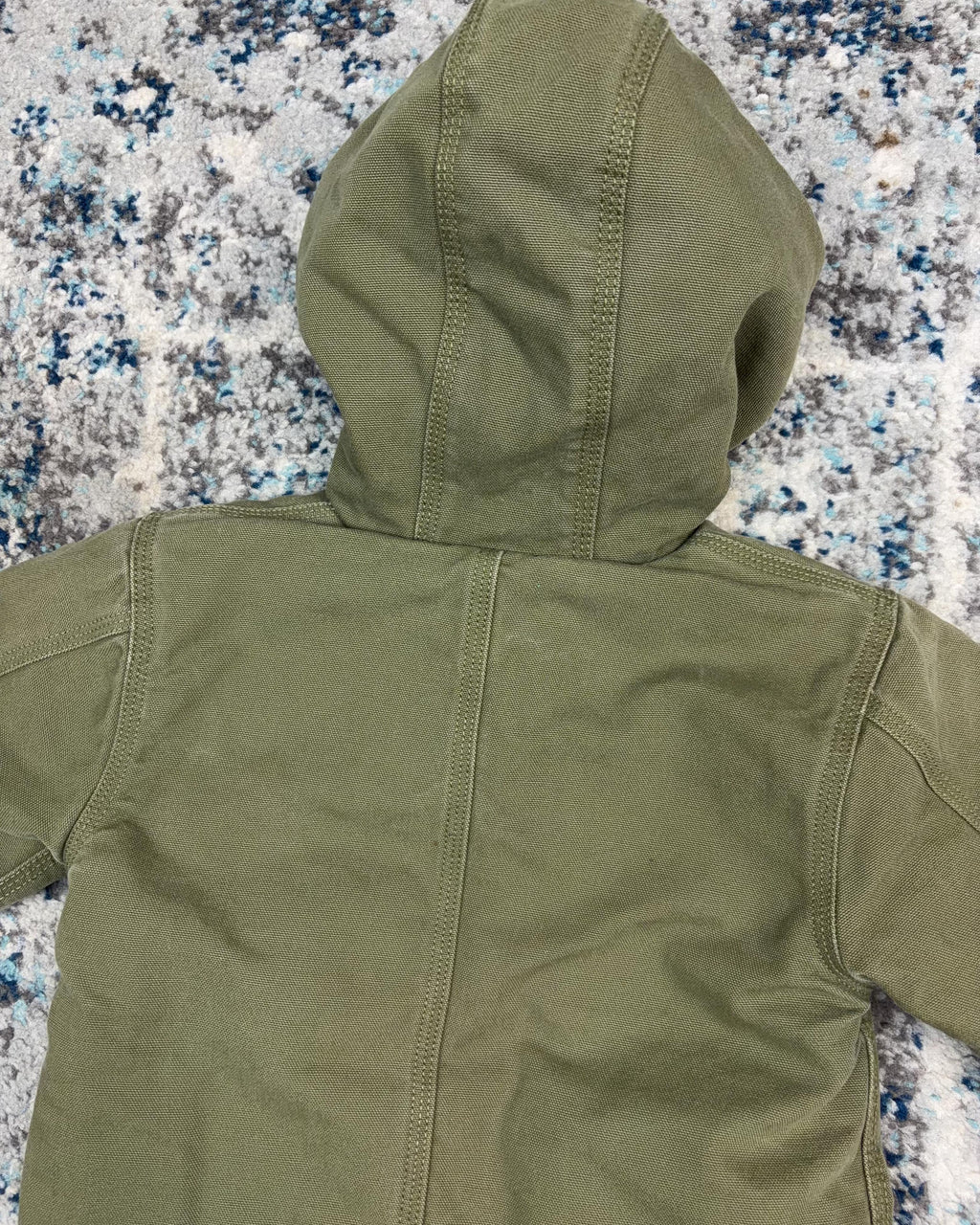 Vintage Carhartt Sherpa Lined Canvas Workwear Hooded Chore Jacket Size YOUTH 4T