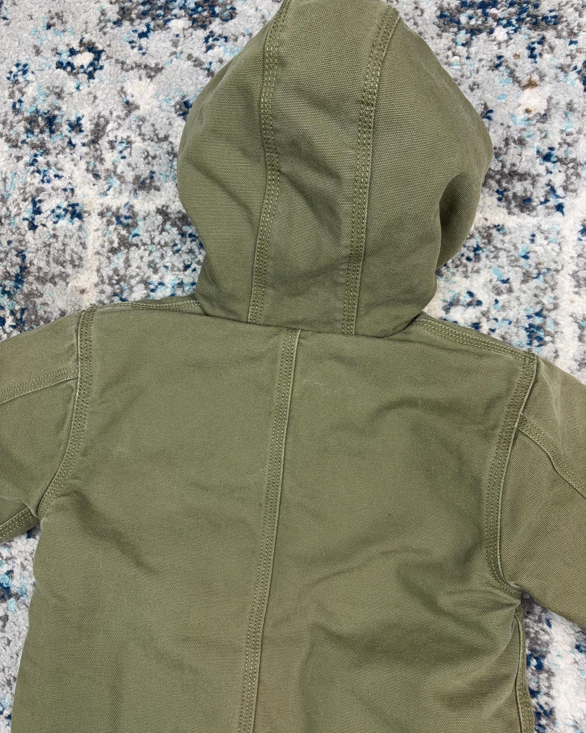 Vintage Carhartt Sherpa Lined Canvas Workwear Hooded Chore Jacket Size YOUTH 4T