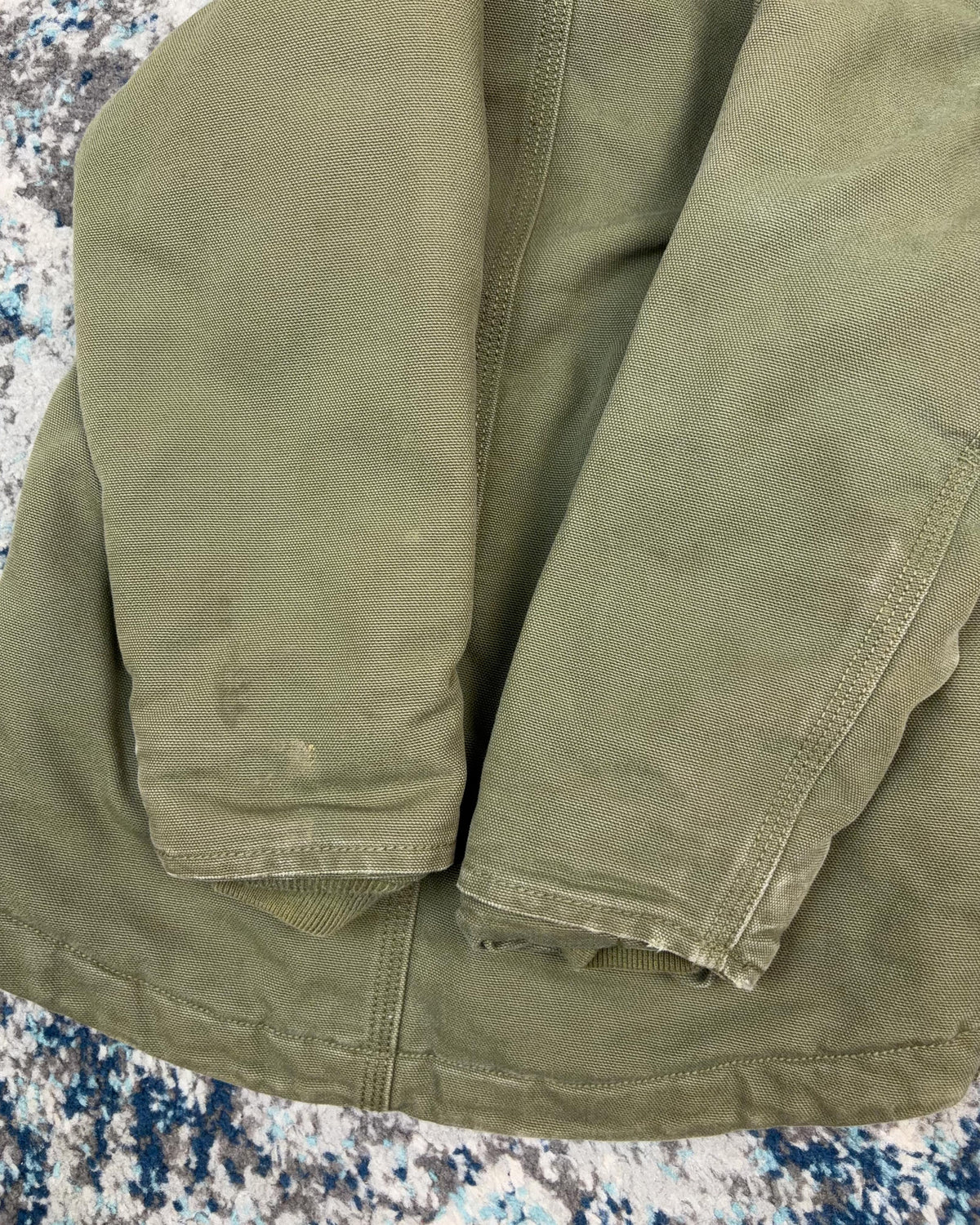 Vintage Carhartt Sherpa Lined Canvas Workwear Hooded Chore Jacket Size YOUTH 4T
