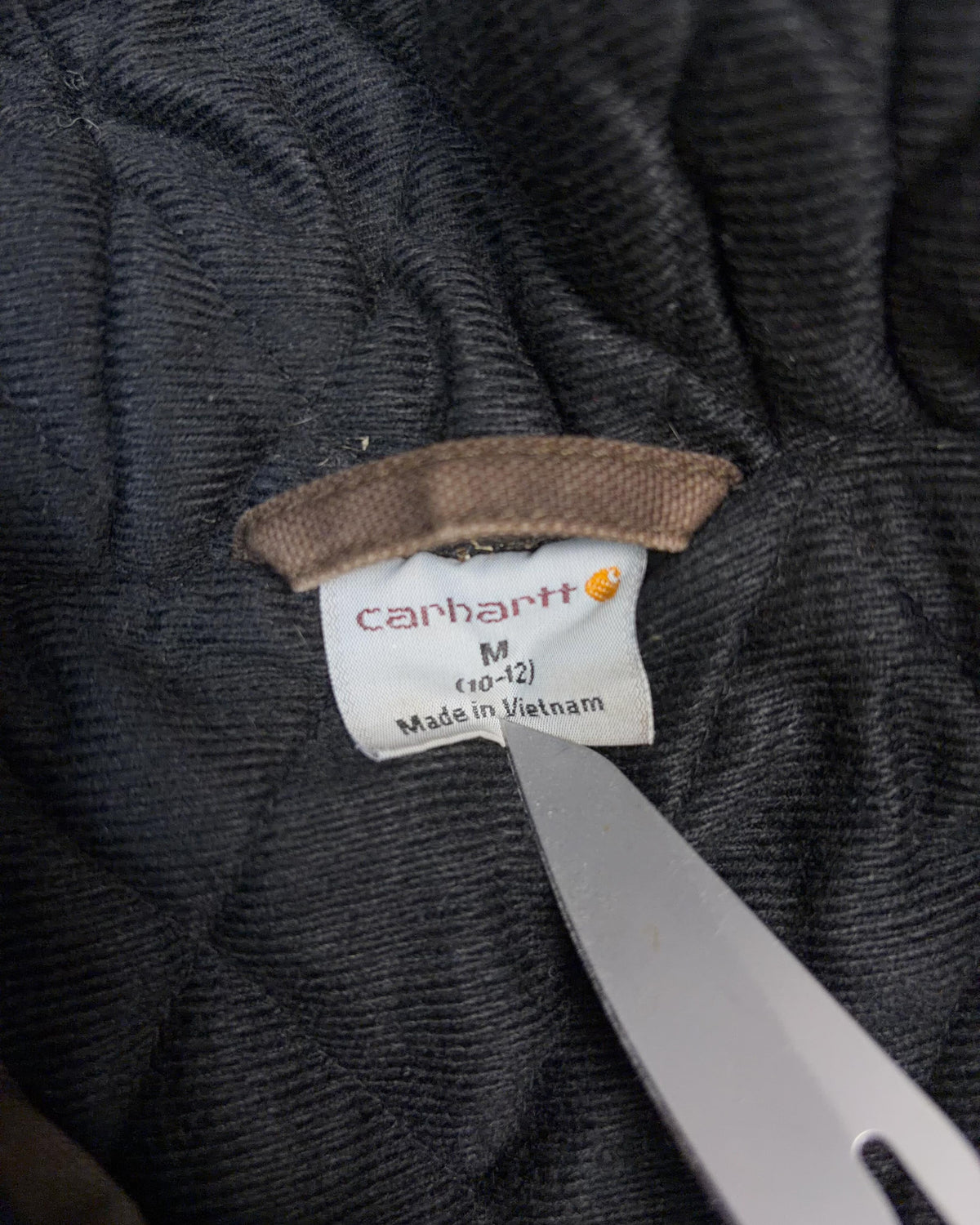 Vintage Carhartt Insulated Canvas Workwear Hooded Bomber Jacket Size YOUTH M 10-12
