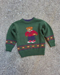Vintage 90s USA Football Polo Style Bear Graphic Pullover Knit Sweater Size YOUTH S4