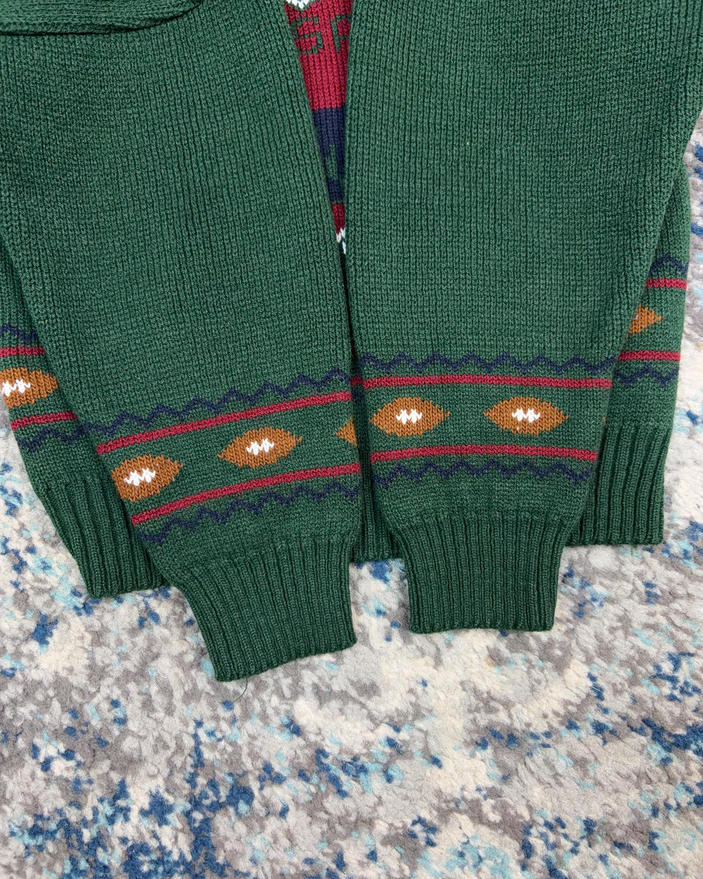 Vintage 90s USA Football Polo Style Bear Graphic Pullover Knit Sweater Size YOUTH S4