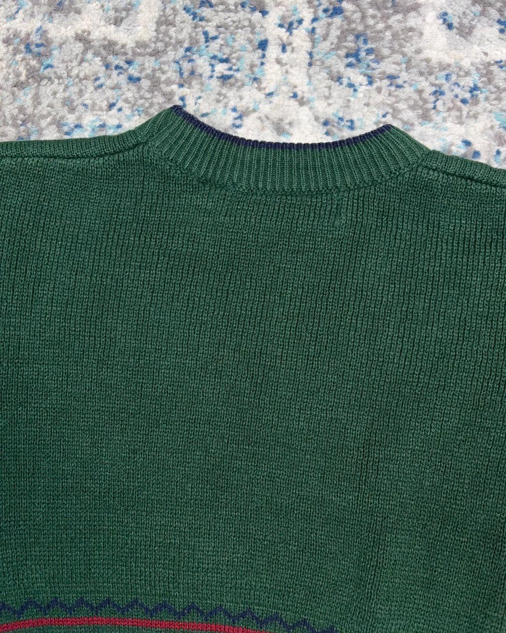 Vintage 90s USA Football Polo Style Bear Graphic Pullover Knit Sweater Size YOUTH S4