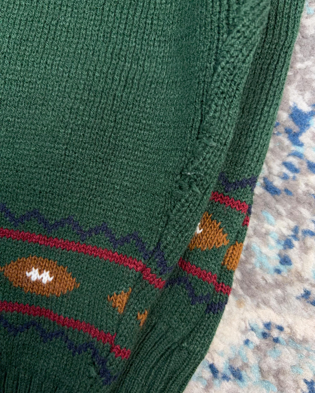 Vintage 90s USA Football Polo Style Bear Graphic Pullover Knit Sweater Size YOUTH S4