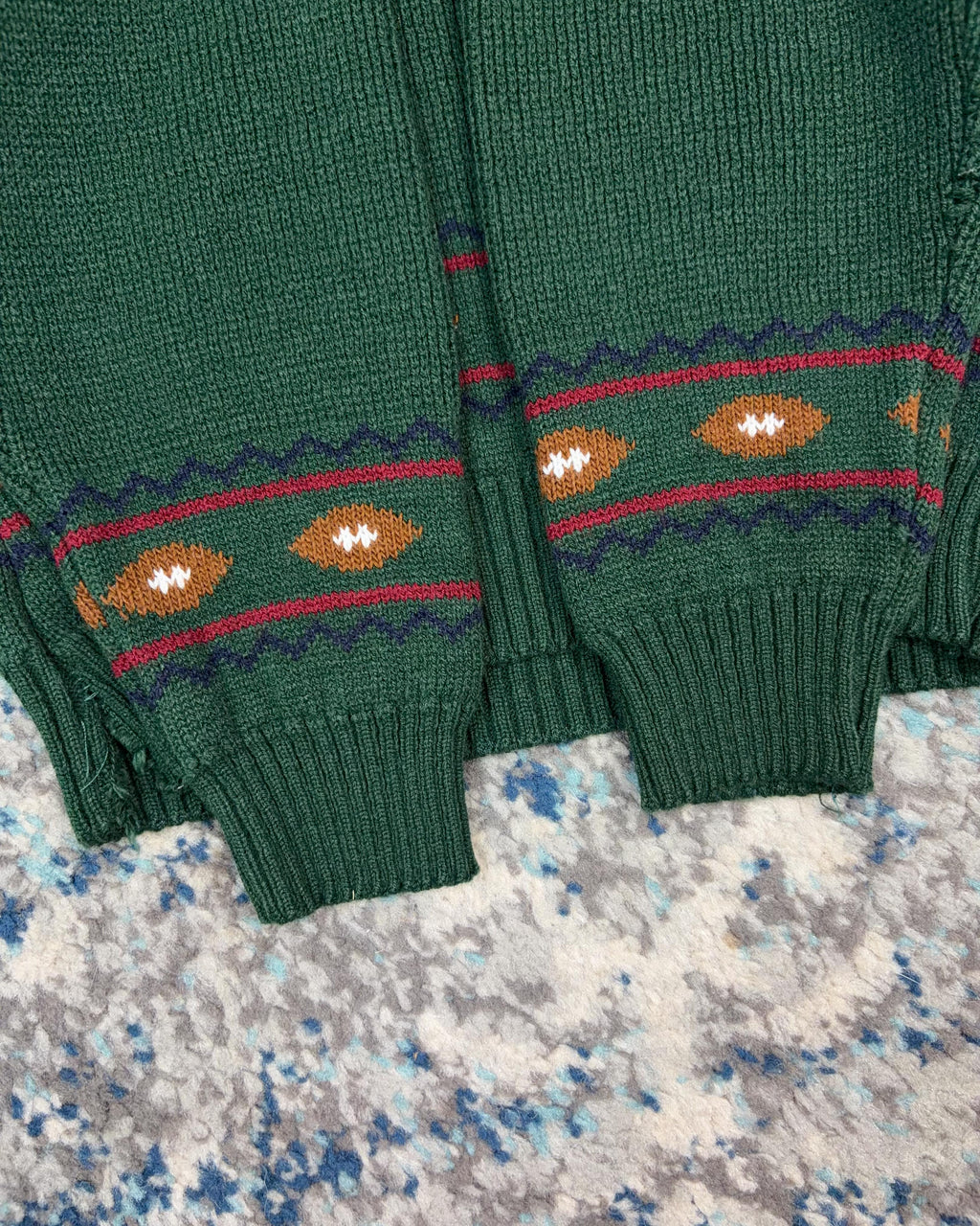 Vintage 90s USA Football Polo Style Bear Graphic Pullover Knit Sweater Size YOUTH S4