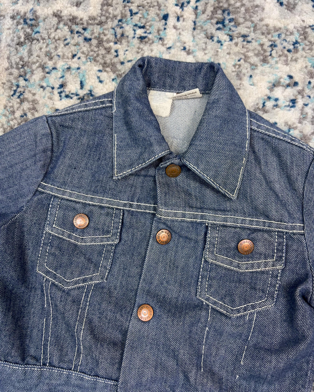 Vintage 90s Montgomery Ward Contrast Stitch Trucker Denim Jacket Size 2T